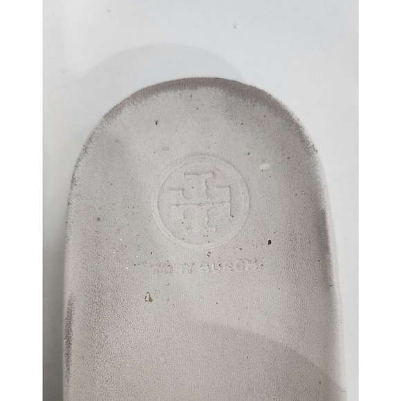 Tory Burch Womens Brae Rhinestones Crystals Embellished Leather Slides White 6.5 - Picture 7 of 8